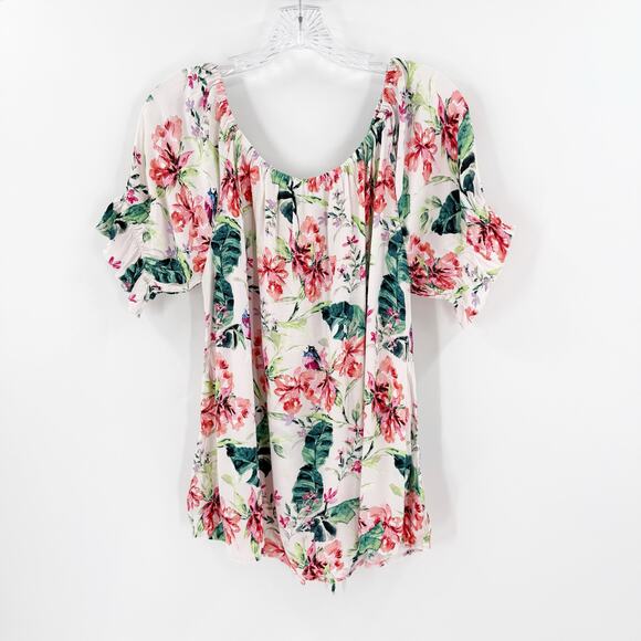 Sanctuary White Floral Off The Shoulder Rayon Blouse Women's Size Large - Picture 2 of 9